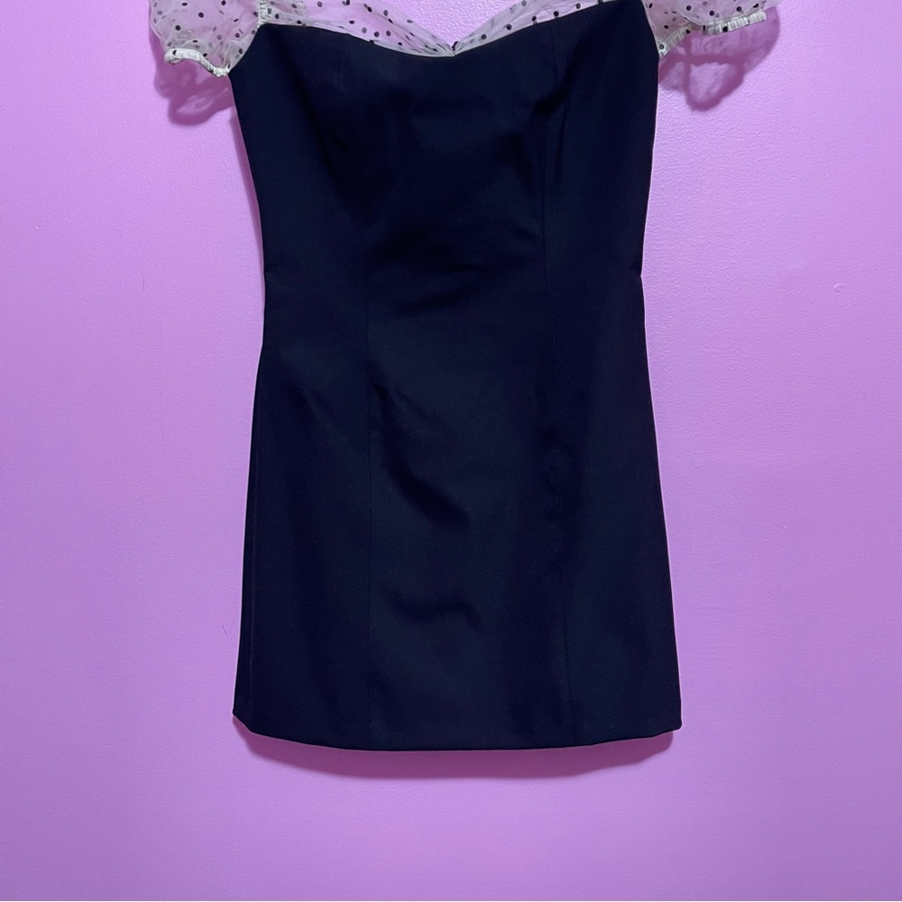 Camila Coelho Heirloom Tulle Puff Sleeve‎ Mini Dress Small Black Flocked Dot - Picture 5 of 12